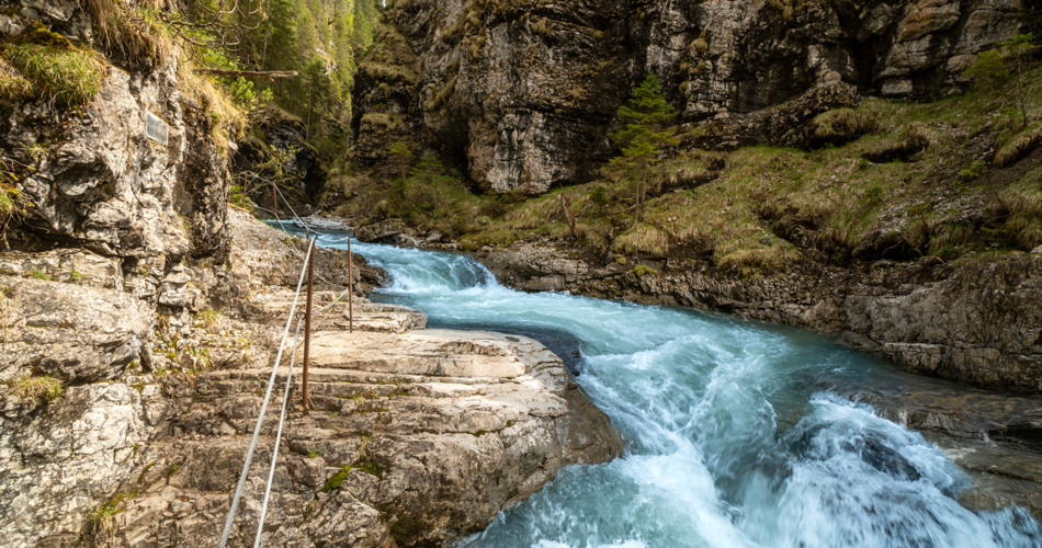 Eine tiefe Schlucht mit einem spektakulären Gebirgsbach  | © Tiroler Zugspitz Arena | Danijel Jovanovic