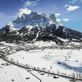 The village of Ehrwald, with the Zugspitze in the background