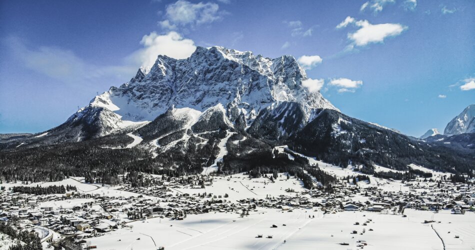 The village of Ehrwald, with the Zugspitze in the background