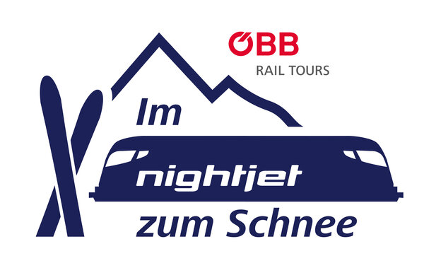 The logo of the ÖBB nightjet to the snow