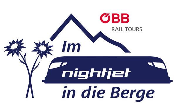 Das Logo des ÖBB Nightjets in die Berge