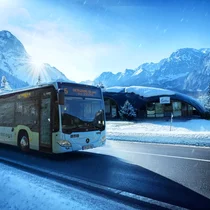 Bus mit Winterlandschaft | © Tiroler Zugspitz Arena/Valentin Schennach