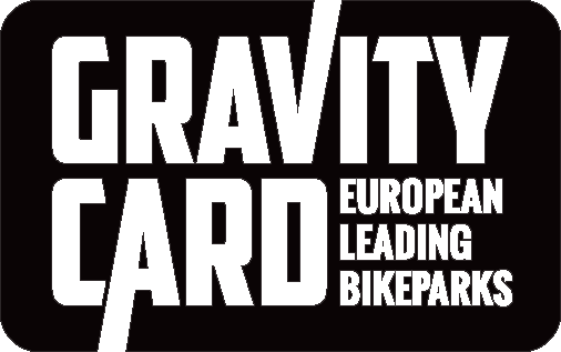 The logo of the gravity card with the wording european leading bike parks