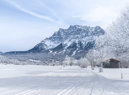 Cross-country trails set against a winter landscape | © Tiroler Zugspitz Arena/Nikola Radovic
